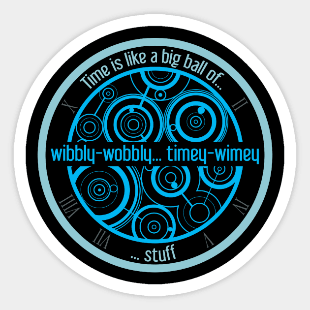 Timey-Wimey Black Sticker by jaheira